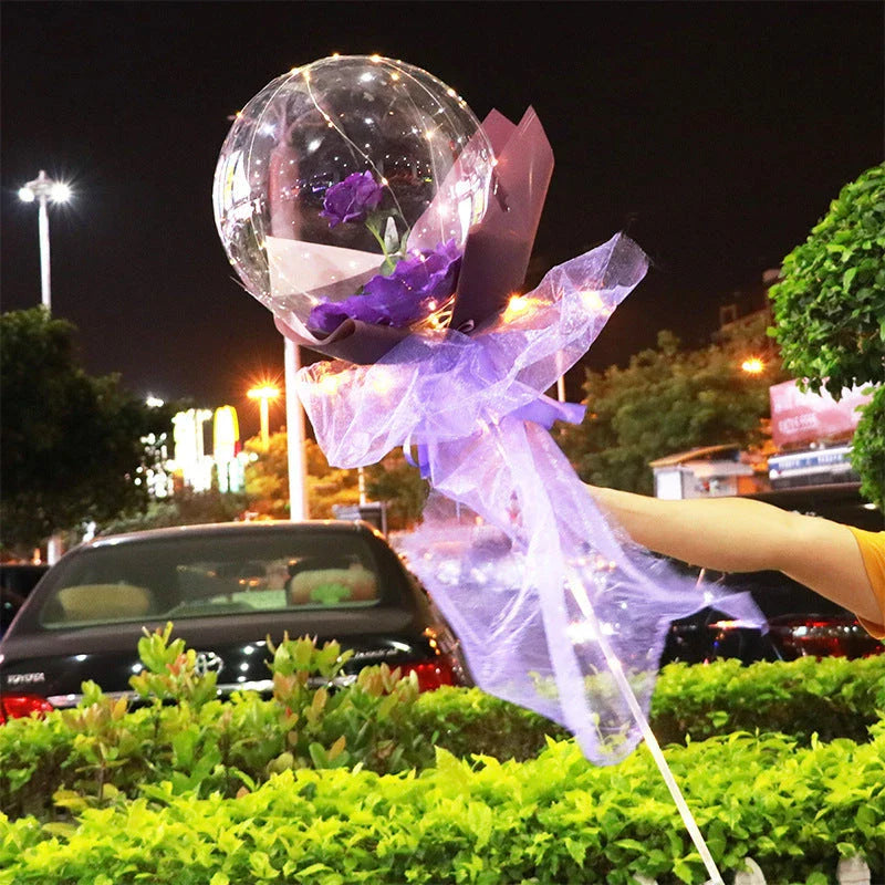 A captivating bouquet of LED-lit balloons and rose blooms, creating a mesmerizing ambiance for any celebration.