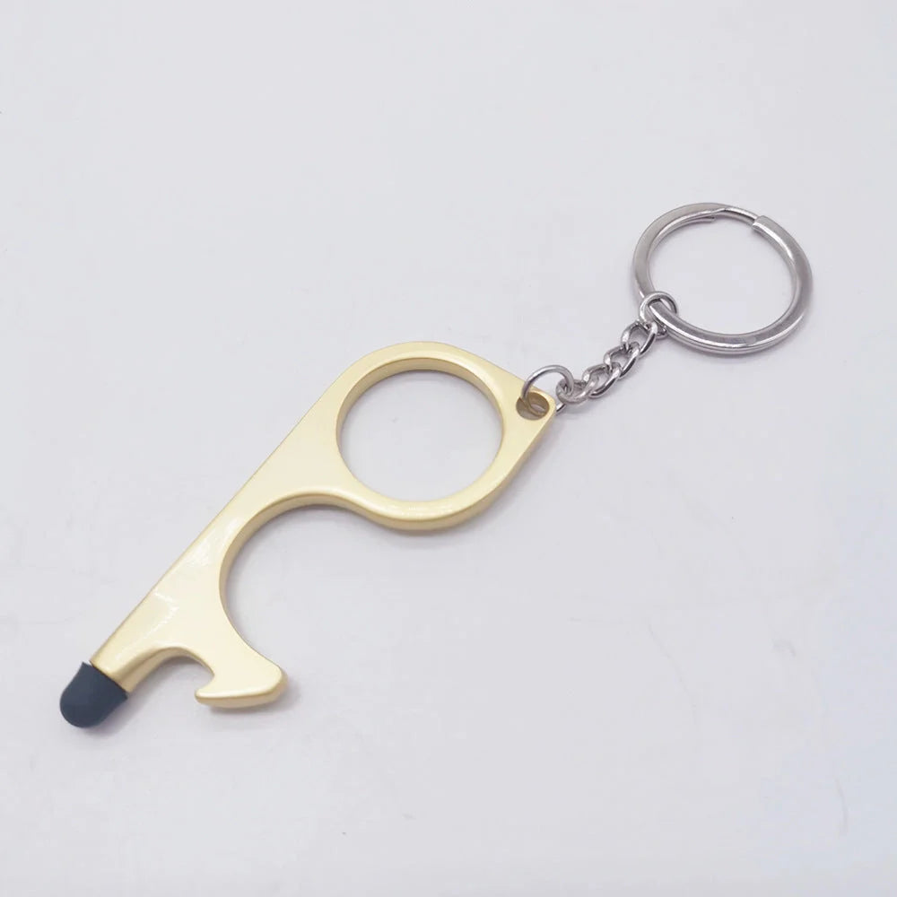 Alloy protective door opener keychain in various colours, 7.9cm in size