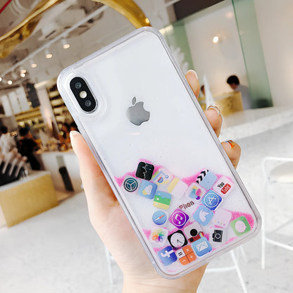 TPU iPhone case with snowflake and sand Christmas pattern, anti-fall design for Apple models 6-11