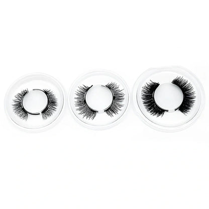 Three pairs black quantum magnetic false eyelashes with curler, ultra-thin ice silk for quick glue-free wear