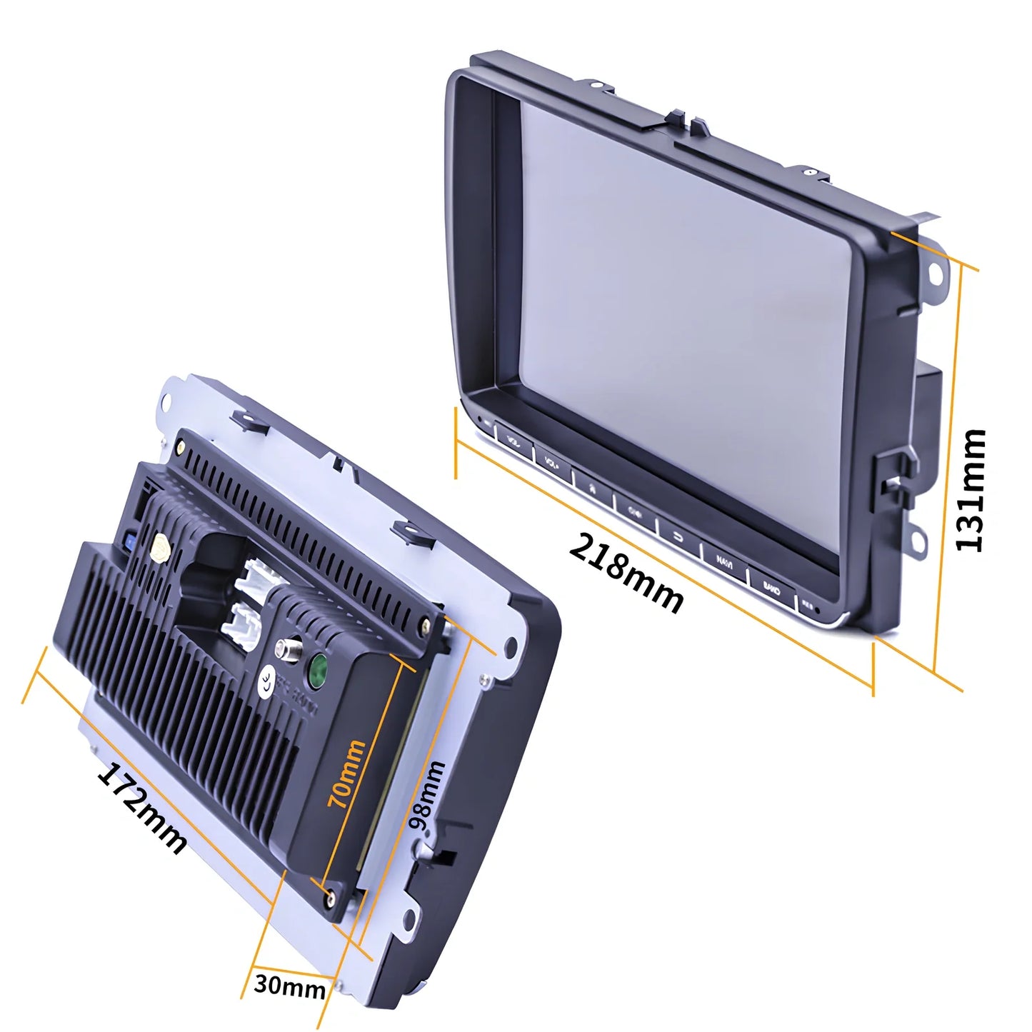 Black 7-inch car navigation player with external power supply for Volkswagen vehicles