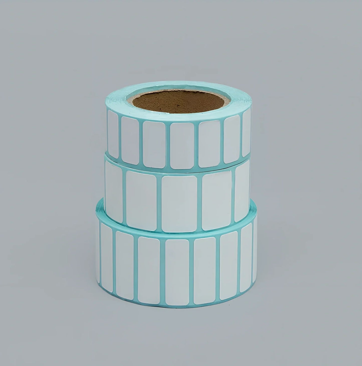 Roll of 20mm x 10mm black and blue waterproof sticky stickers, 3000 sheets on 28mm core, scratch and oil resistant