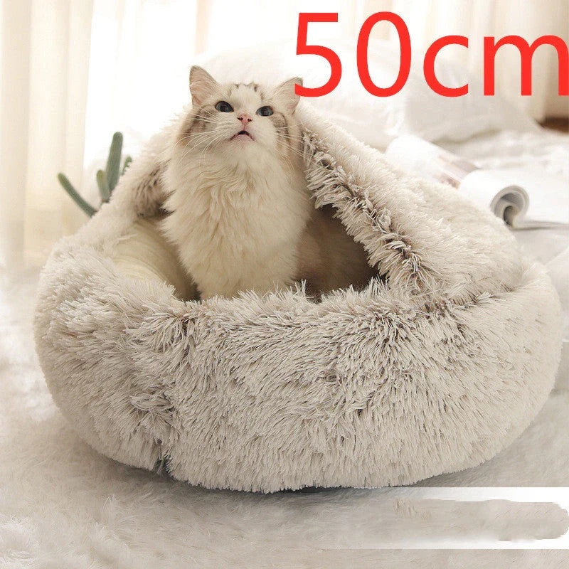 Warm plush pet bed for cats and dogs in various colours and sizes
