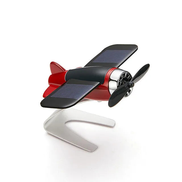 Solar powered aircraft car air freshener decoration in silver with aroma sticks and non-slip mat