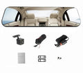 White glass mirror driving recorder with 140 degree angle mounted over car rearview mirror
