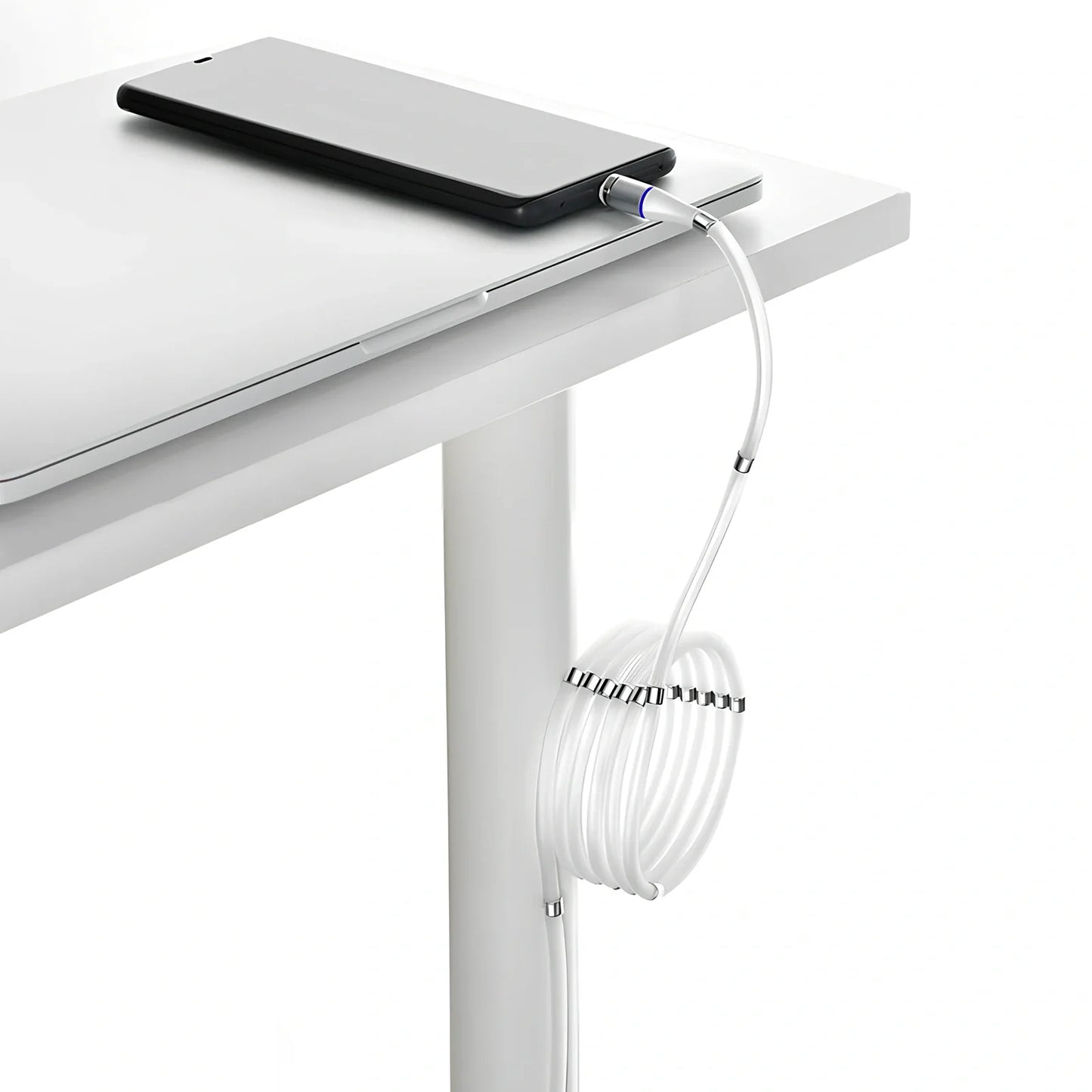 Black 3A magnetic fast charging data cable with Type-C and Apple heads, 1.8m length for iPhone and Android