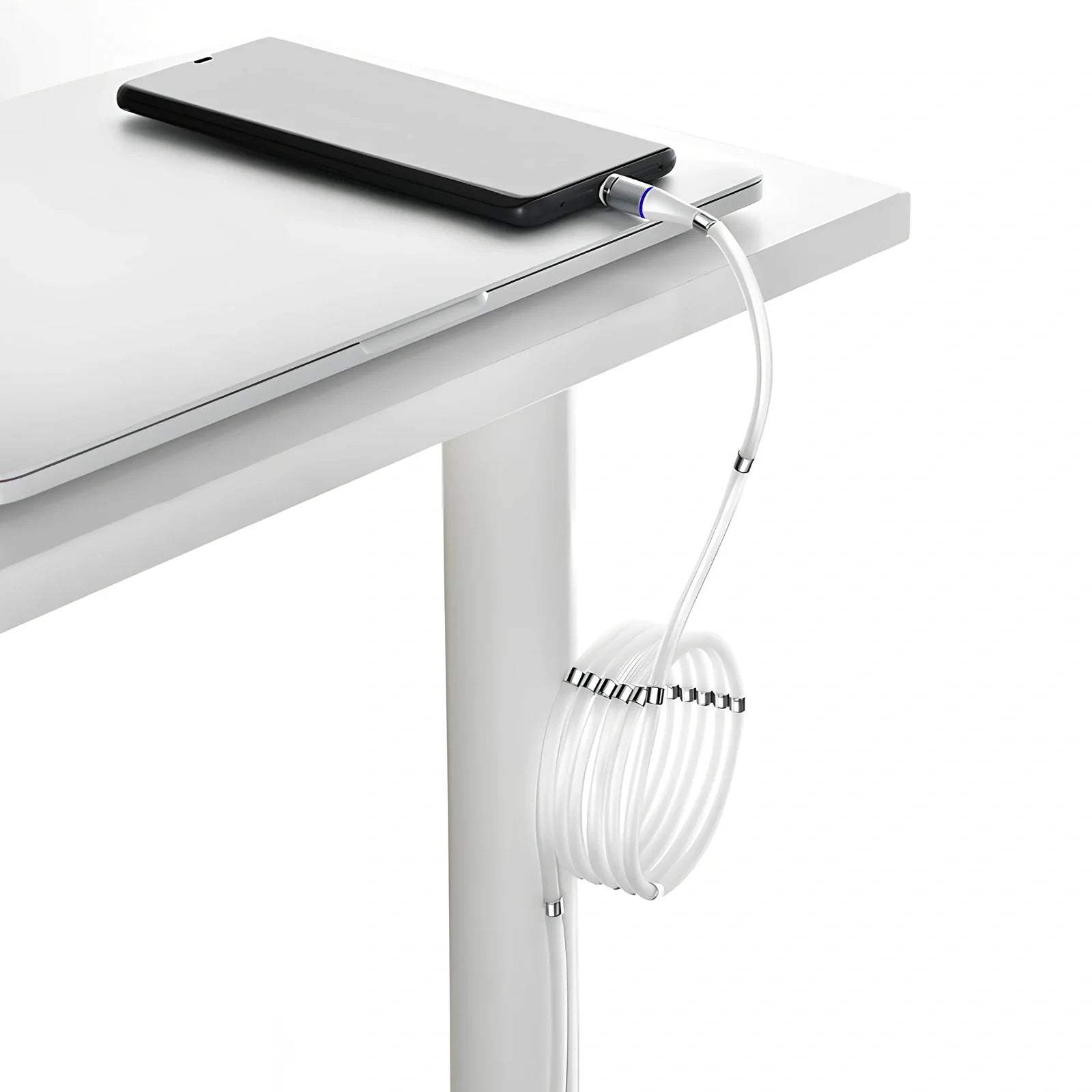 Black 3A magnetic fast charging data cable with Type-C and Apple heads, 1.8m length for iPhone and Android