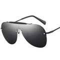 Men's one-piece large frame aviator sunglasses with metal frame and PC lenses in Gold Frame Progressive Tea