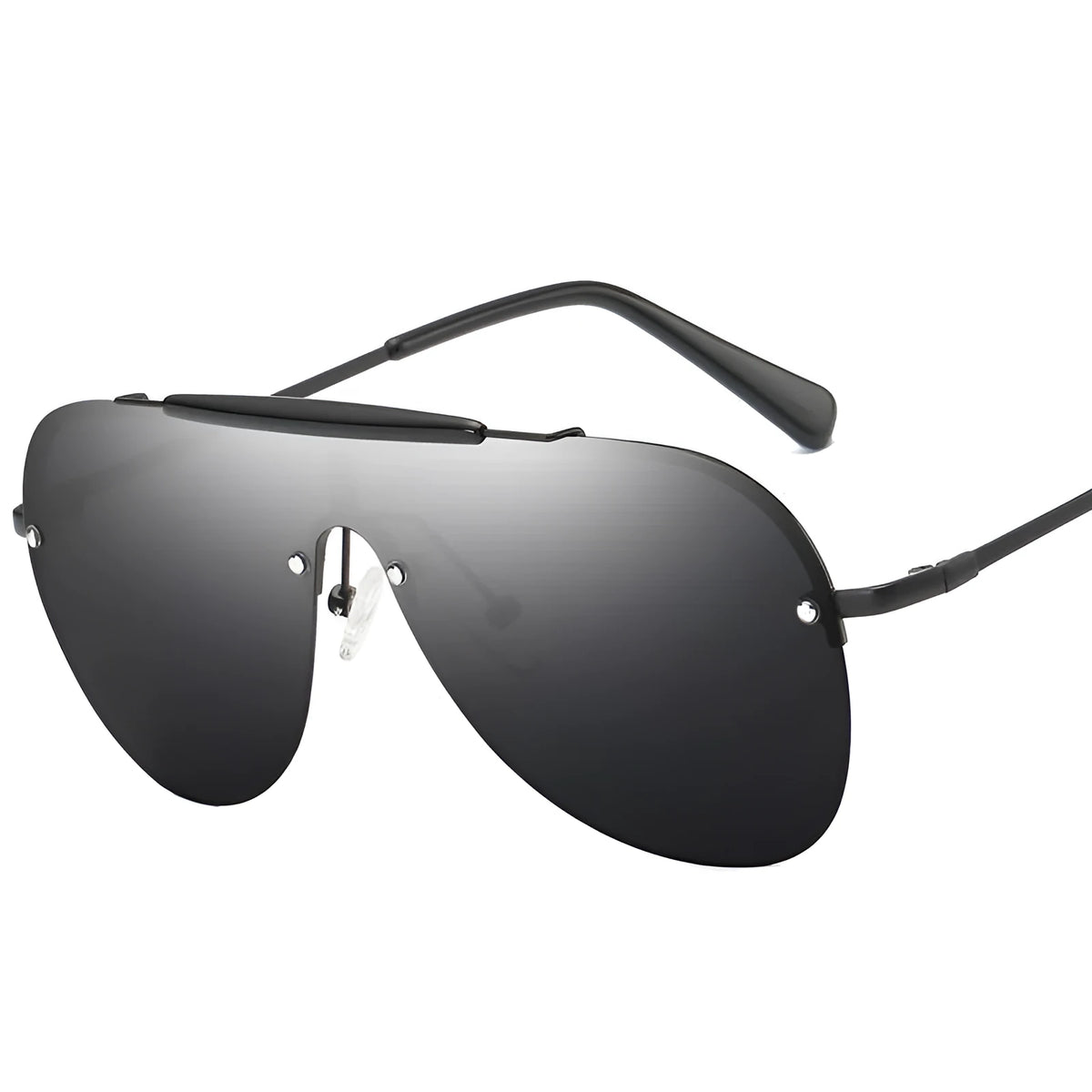Men's one-piece large frame aviator sunglasses with metal frame and PC lenses in Gold Frame Progressive Tea