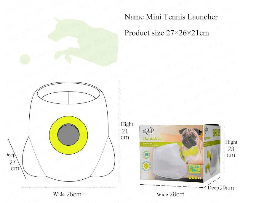 Yellow automatic dog ball launcher with three launch distances, ABS material, 30cm size