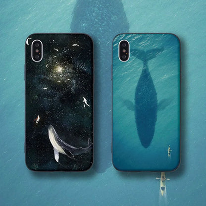 Silicone mobile phone case with whale pattern design for Apple iPhone protection