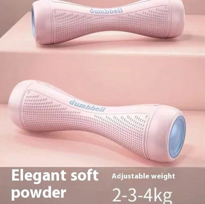 Women's adjustable dumbbells showing blue TPR handles with steel weight blocks