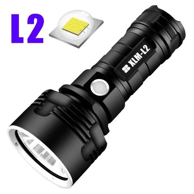 Rechargeable super bright LED flashlight with focusing beam and aluminum alloy body