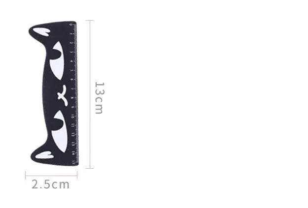 Creative cat-shaped wooden ruler measuring 13 cm in pink colour on white background