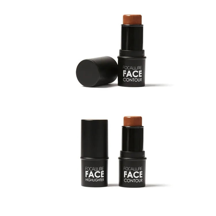 Face contour highlighter makeup product with four shade options A, B, C, D