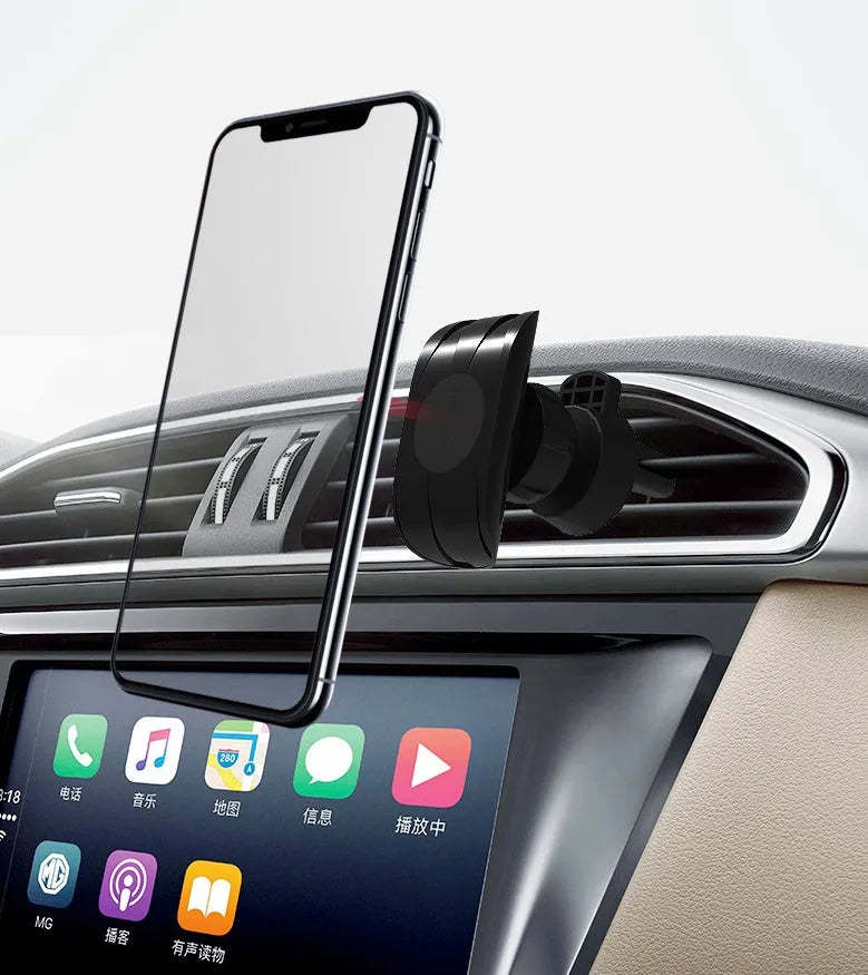 Glory black magnetic car phone holder attached to a car air vent