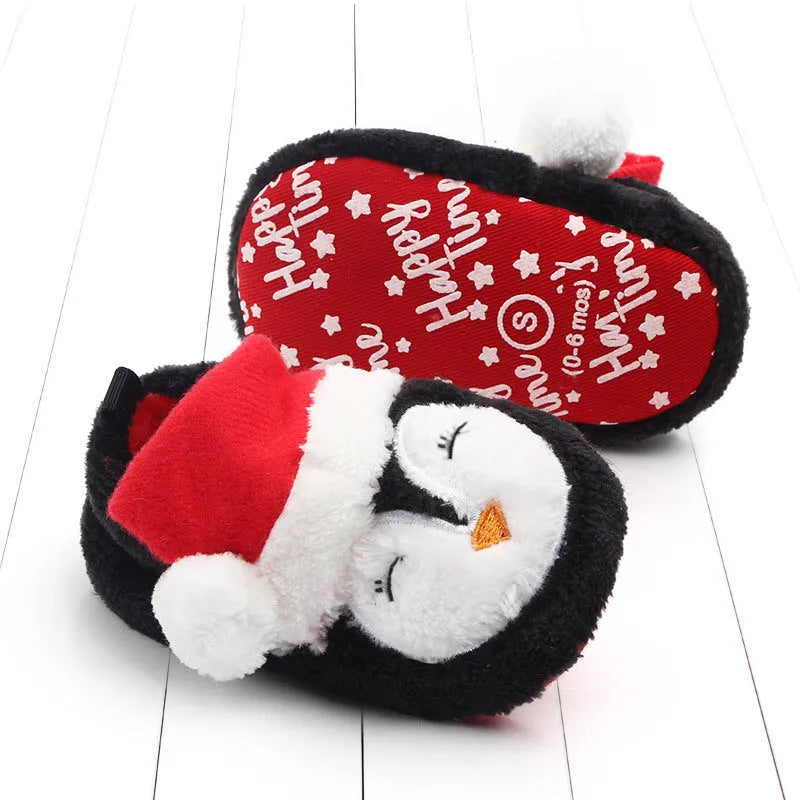 Christmas gift toddler shoes coral fleece non-slip cartoon slippers Santa Claus design
