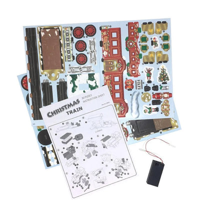 3D Train DIY Puzzle with RGB light, perfect for children's Christmas gifts