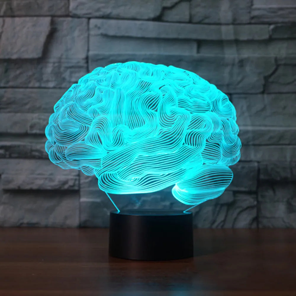 Acrylic 3D desk lamp with LED colour-changing lights and remote control on black ABS base