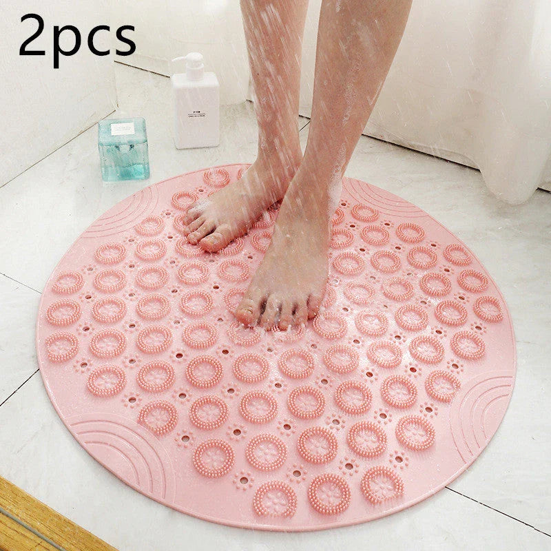 Textured Surface Round Shower Mat with Massage Texture, Non-Slip Suction Cups, and Drainage Holes for Kiwi Bathrooms