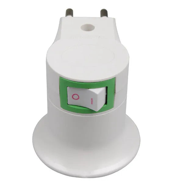 White E27 wall plug-in lamp holder with switch control and phenolic bakelite housing