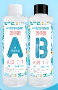 Two bottles of clear AB epoxy resin and hardener kit for DIY crafts, labelled 100g or 200g.
