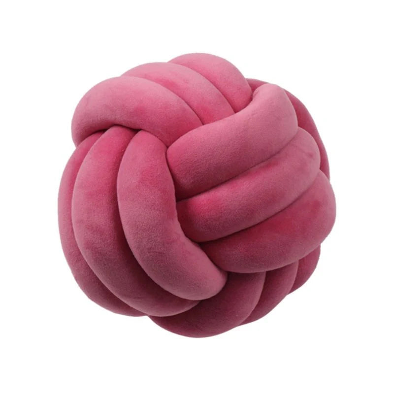 Knotted Plush Ball Design Round Throw Pillow in assorted colours and sizes