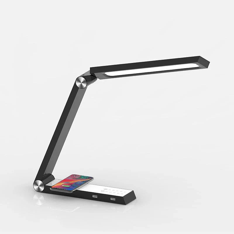 Adjustable LED desk lamp with wireless charging in white and black options