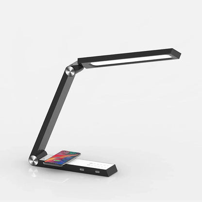 Adjustable LED desk lamp with wireless charging in white and black options