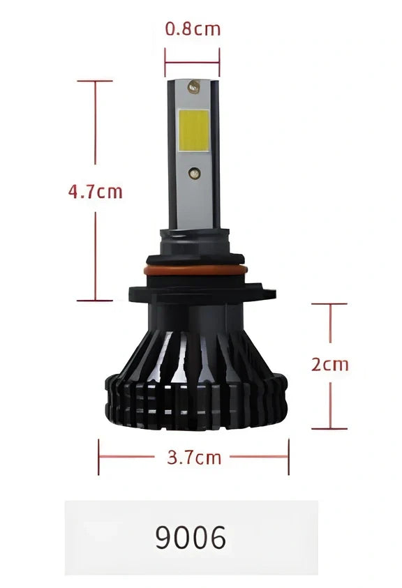 9005 HB3 LED automotive headlight with aluminium housing and heat dissipation fins