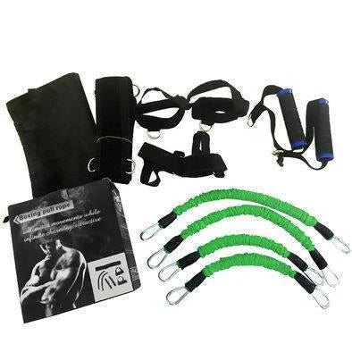 Bounce training device with elastic ropes, adjustable waist belt, ankle straps, and bracelet straps for resistance exercises