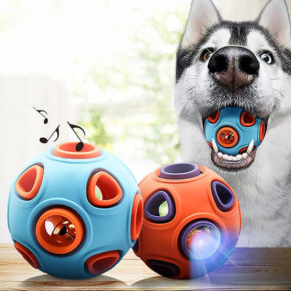 Luminous Sounding Dog Toy Ball in various colours, featuring light and sound for interactive play