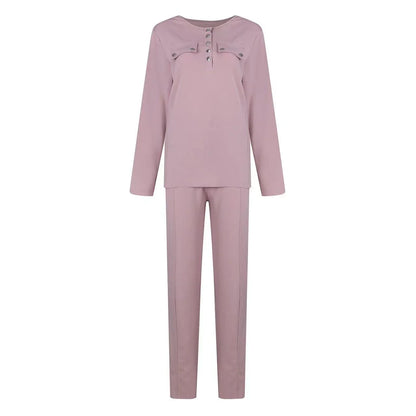 Cozy and stylish two-piece loungewear set with a cotton-blend sweatshirt top and matching drawstring pants