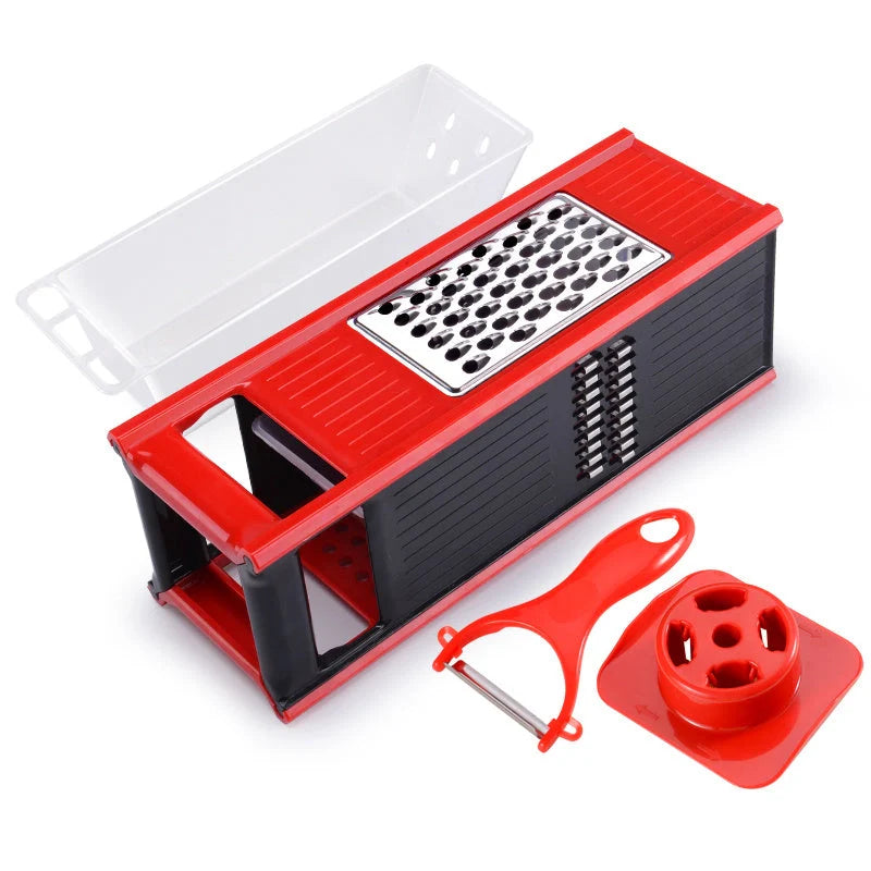 Multifunctional kitchen cutting tool with four-sided blade and drain storage box
