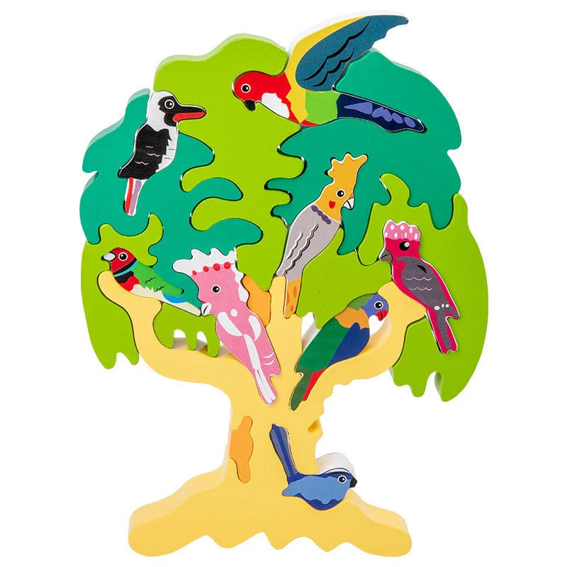 Wooden Bird Tree 3D Jigsaw Puzzle for children aged 4-6, educational and fun