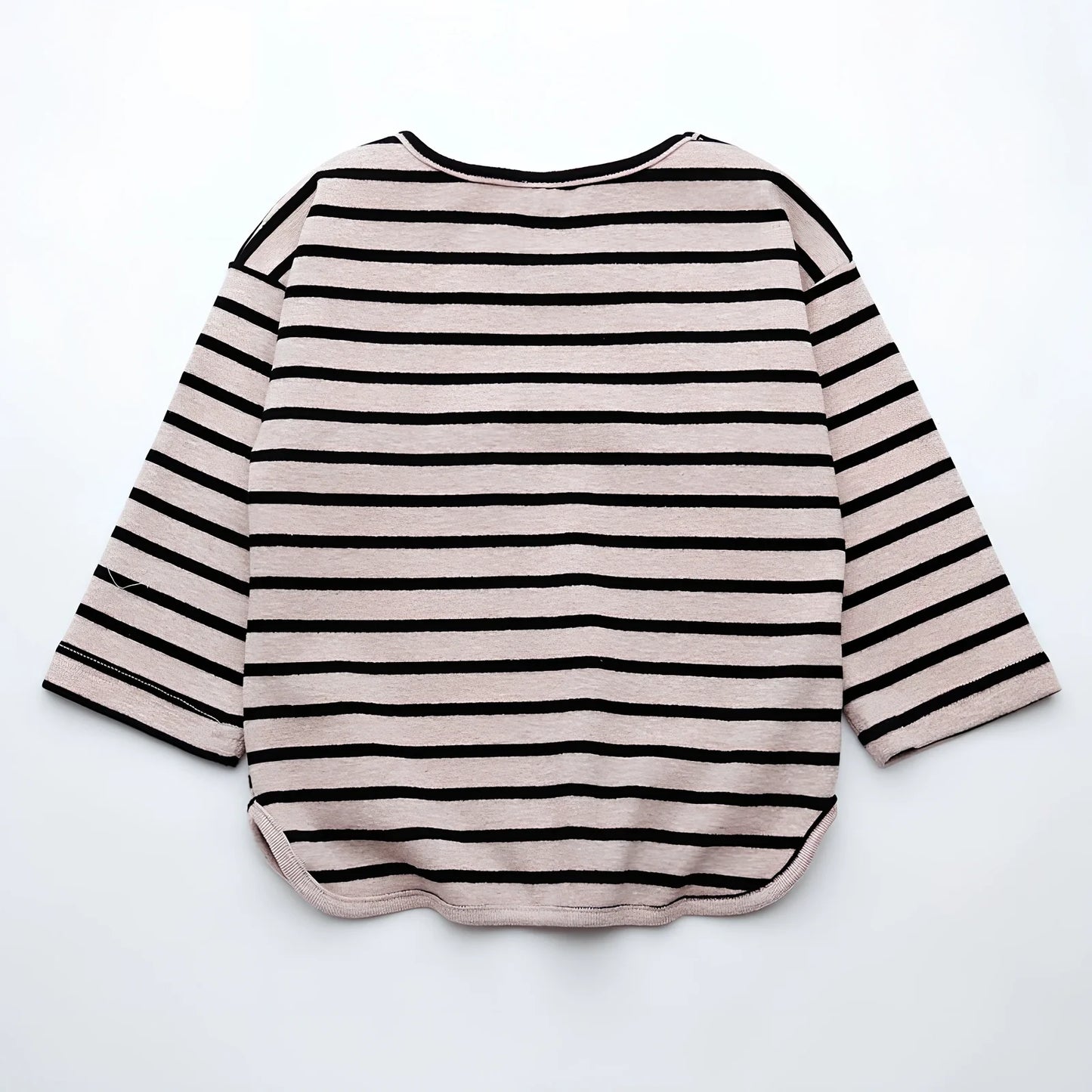 Black or red striped 100% cotton long sleeve T-shirt for baby girls, sizes 80-104 with lengths 34-43cm