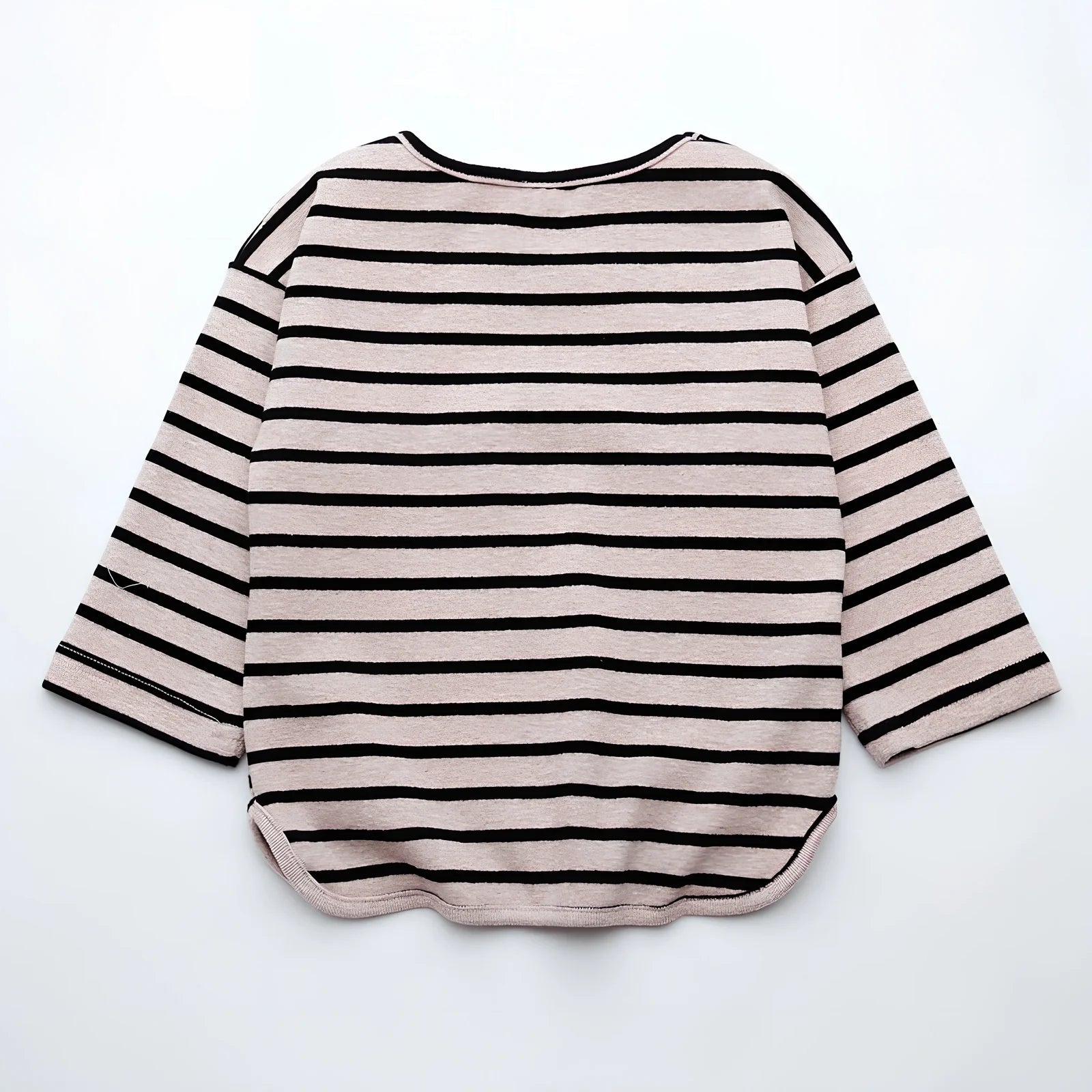 Black or red striped 100% cotton long sleeve T-shirt for baby girls, sizes 80-104 with lengths 34-43cm