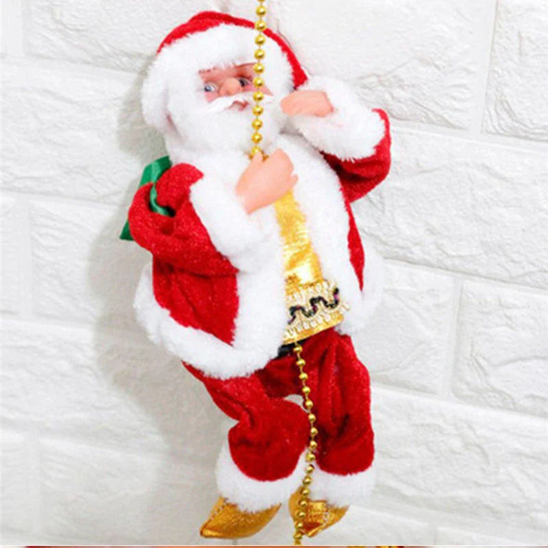 Magical musical climbing Santa Claus doll decoration with red ladder, playing holiday music