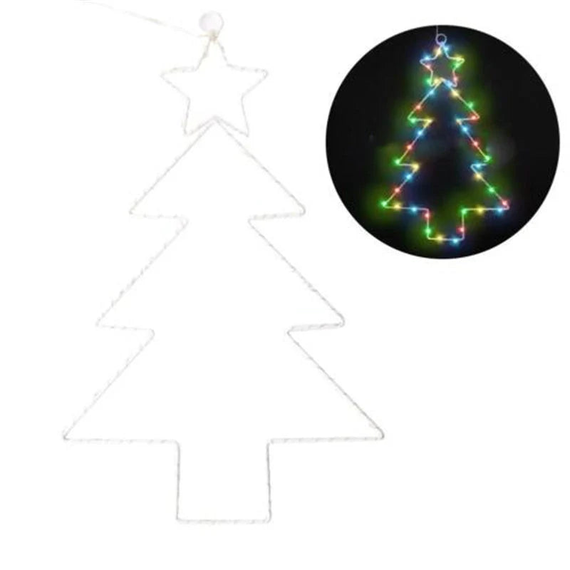 Wrought iron Christmas tree-shaped LED garland lights with white birch colour