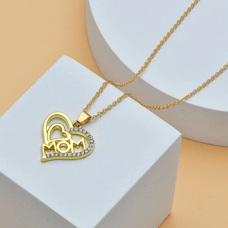 Heart shape diamond letter necklace for women, elegant Mother's Day gift