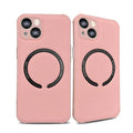 Leather-style TPU phone case with magnetic cross for iPhone 14 in solid colour finish