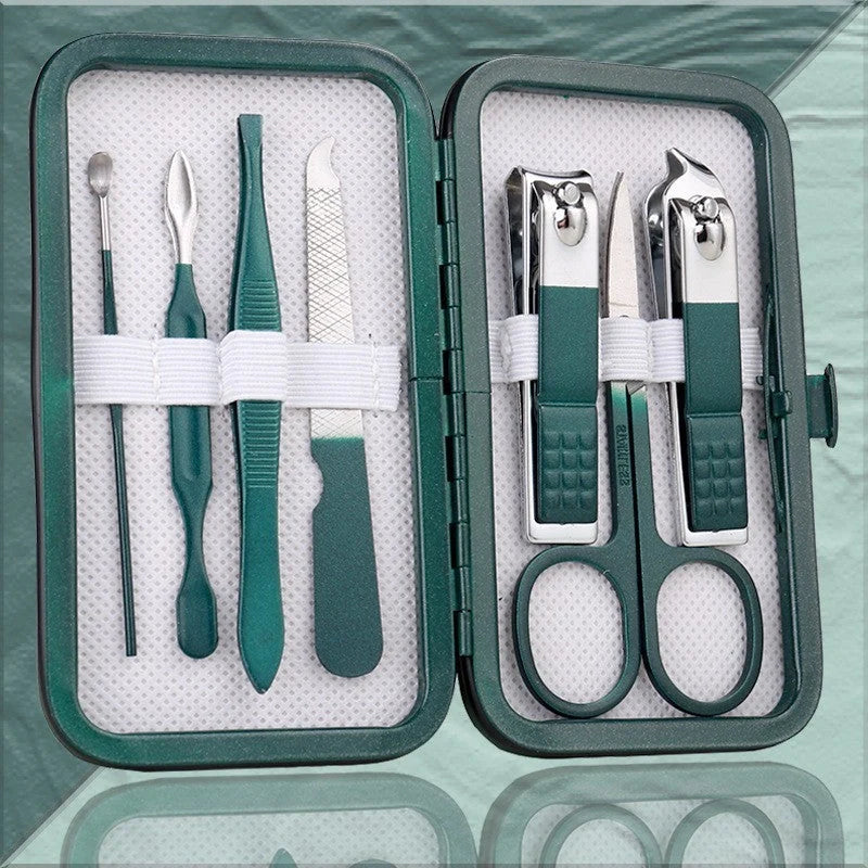 Emerald green stainless steel pedicure knife nail clippers set
