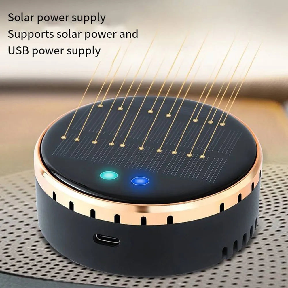 Solar-powered car air humidifier mounted in vehicle air conditioning outlet