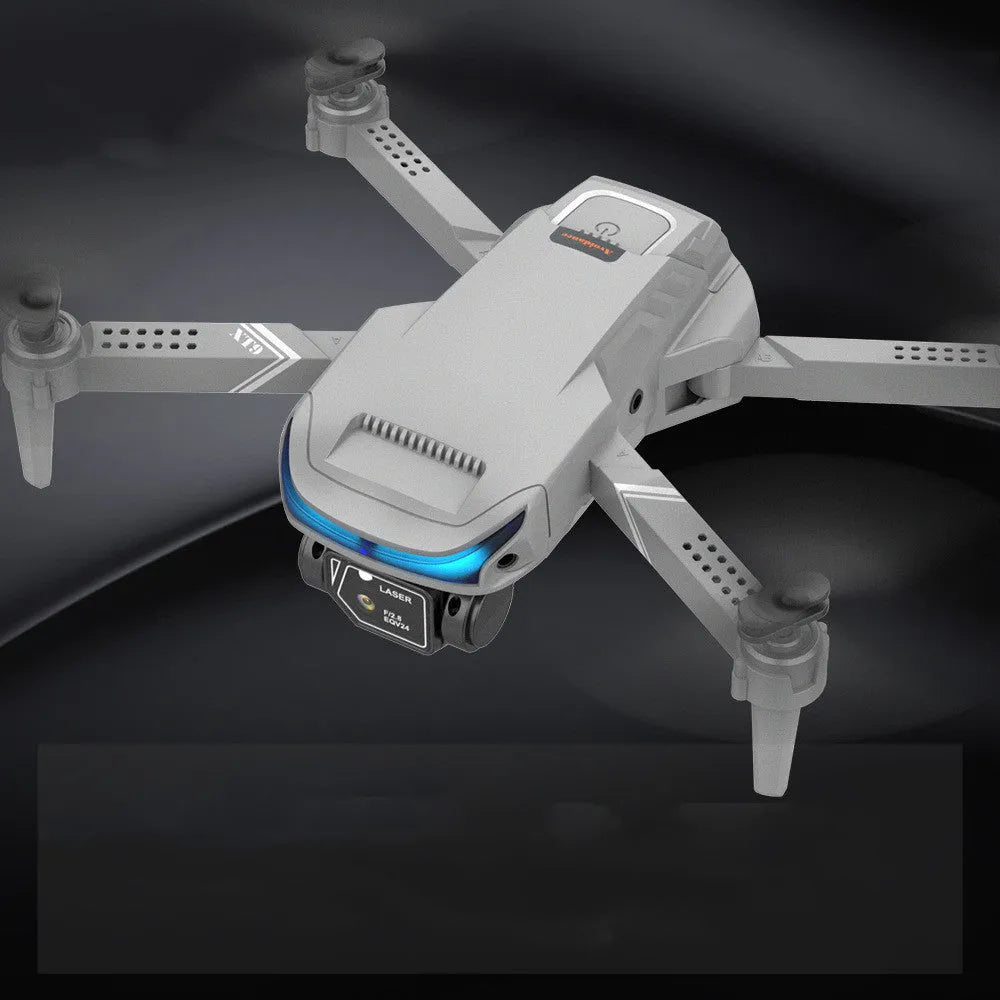 High-definition dual-lens multi-rotor remote control drone with foldable arms, black colour, 4K camera