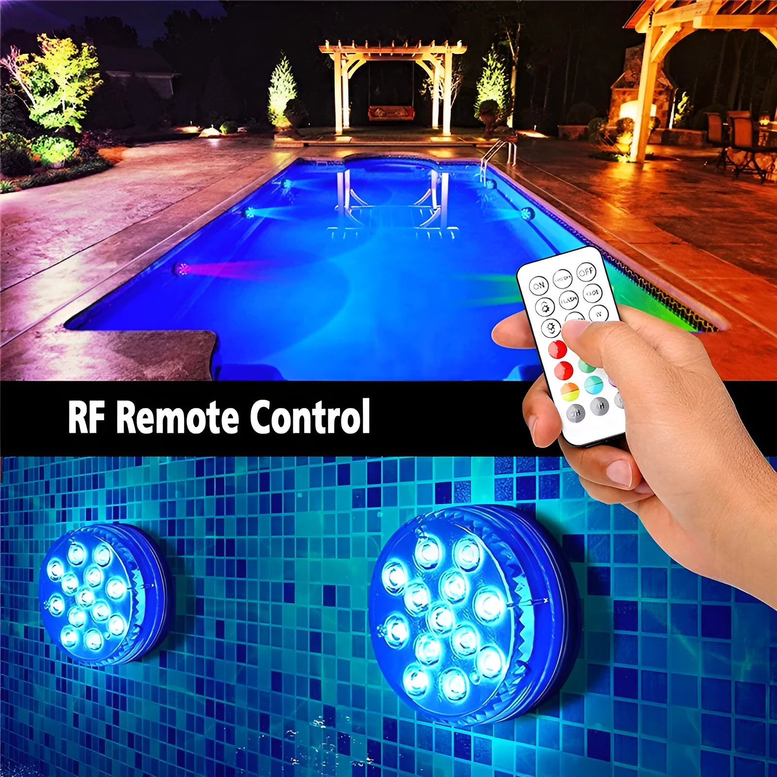 Remote control colour-changing diving light with IP68 waterproof rating for garden decoration