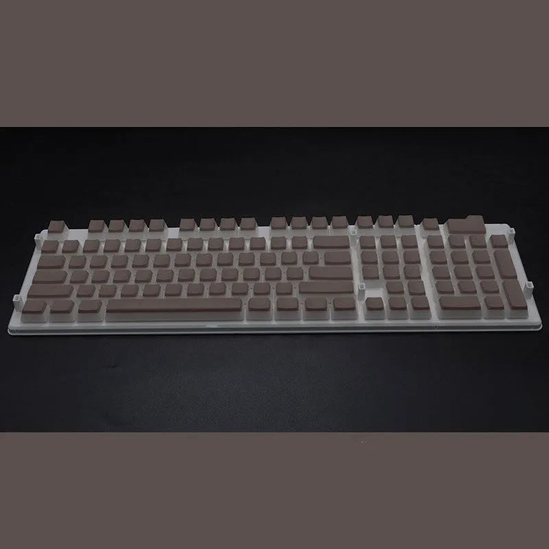 Set of 108 PBT keycaps with double-skin pudding cream design in various colours for mechanical keyboards.