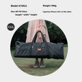 Large blue waterproof storage bag for camping tents and folding chairs showing expanded and compressed sizes