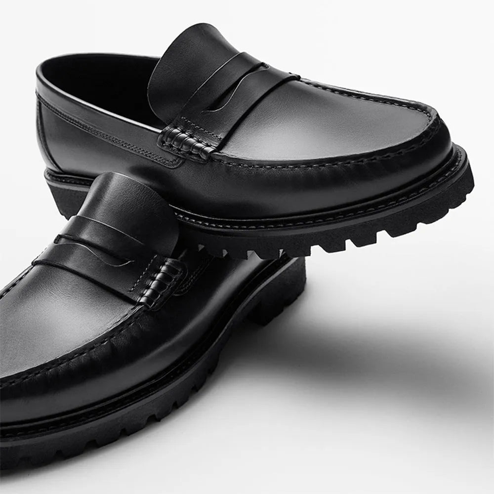Men's leather loafers first layer cowhide soft sole casual shoes brown
