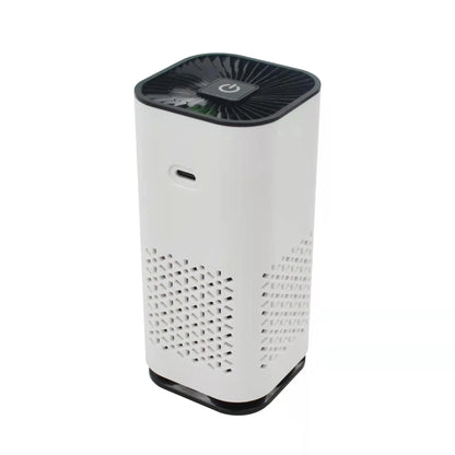 Compact car air purifier with negative ion technology for removing dust, pollen, pet dander, and smoke from vehicle's interior