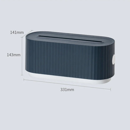 Cloud Power Storage Box in blue, pink, and white organising power strips and cables